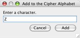 Add Characters to the Cipher Alphabet dialog