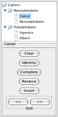 Cipher selection and tools area